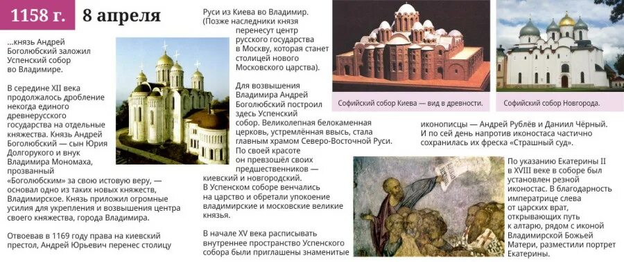 Перенос столицы княжества андреем боголюбским. Перенос столицы княжества андреем боголюбским