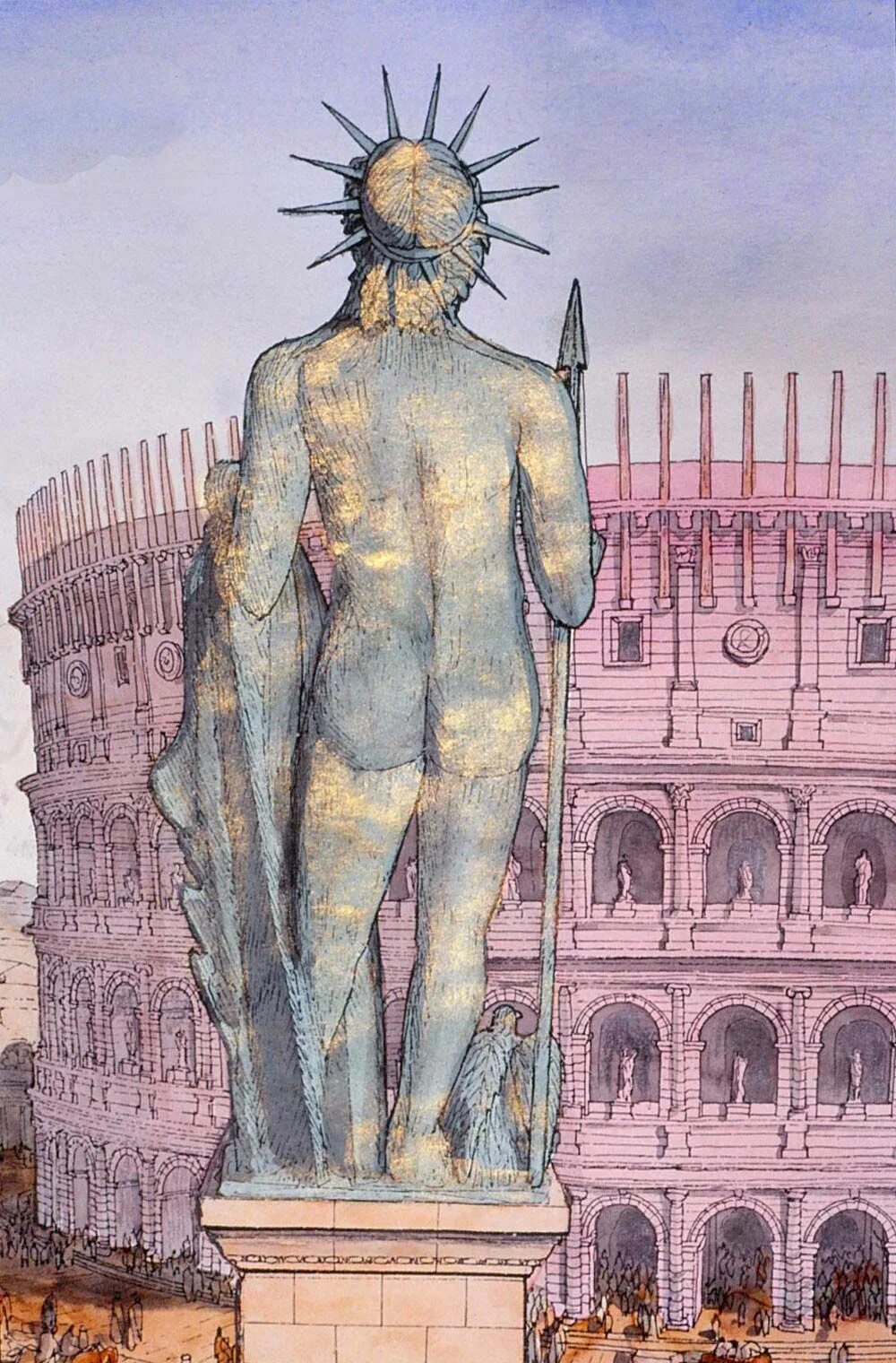 Достопримечательности рима статуи. Статуя нерона колосс. Статуя колизей. Статуя нерона у колизея. Статуя колизей.