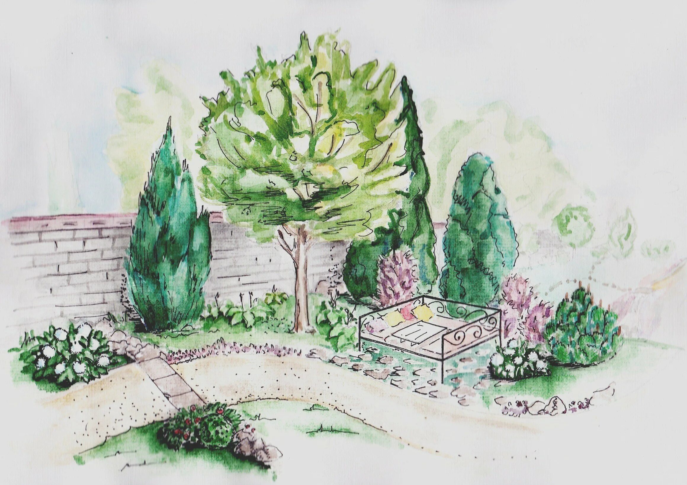 Сад изо 7 класс. Эскиз ландшафта. Ландшафт изо. Сад изо 7 класс. Эскиз сада.