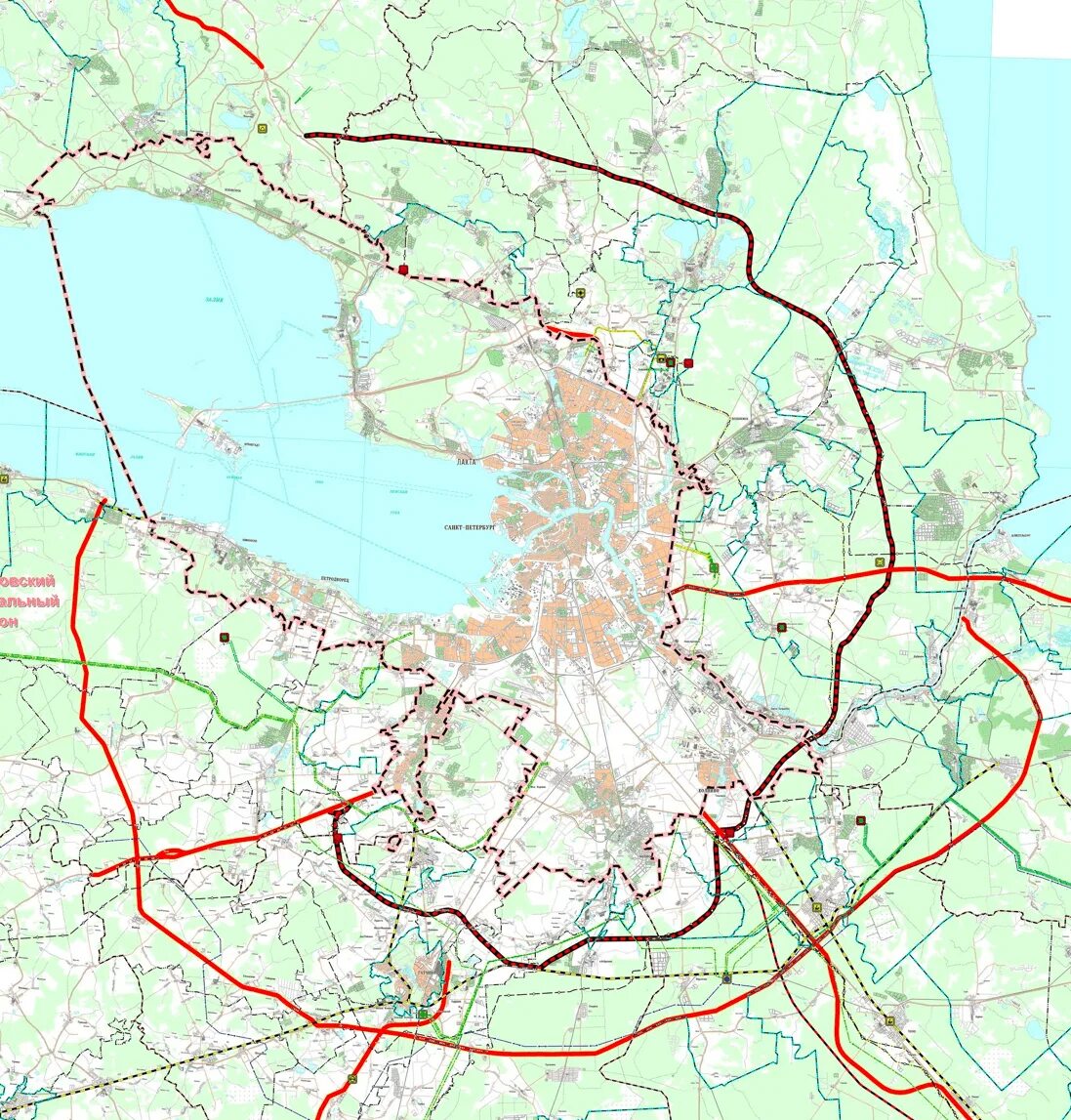 Кольцевая дорога вокруг санкт петербург. Проект КАД 2 Санкт-Петербург. Трассировка КАД-2 вокруг Санкт-Петербурга. Проект 2 кольцевой дороги вокруг Санкт Петербурга. КАД 2 трасса на карте в Ленинградской.