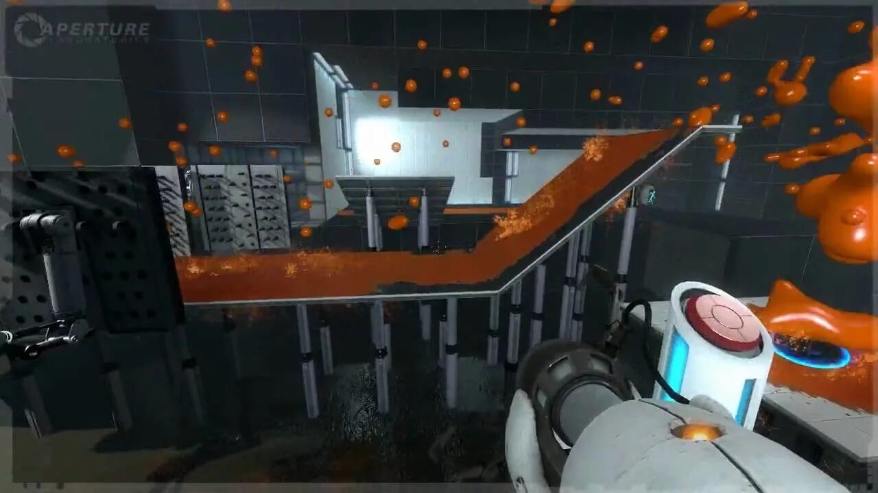 Гель в портал 2 как пройти. Portal 2 гель. оранжевый гель портал 2. жидкость в портал 2. портал 2 e3 map.
