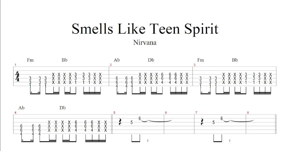 Smells like teen spirit аккорды. Табы Nirvana smells like Spirit.