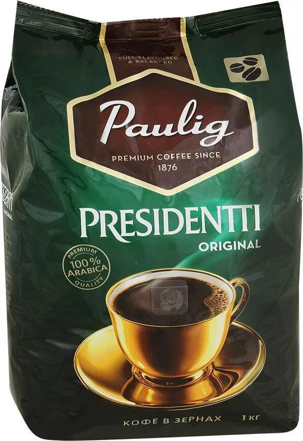 Paulig presidentti Original 1 кг. Кофе paulig presidentti