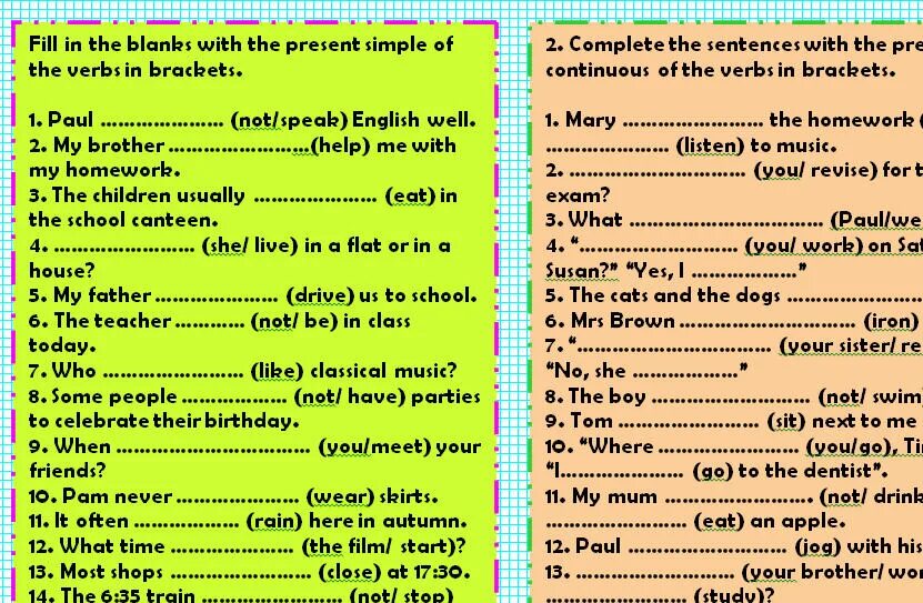 Present simple present Continuous 2 класс. Present Continuous упражнения. Задания на present simple и present Continuous past simple. Present simple present Continuous past simple past Continuous упражнения.