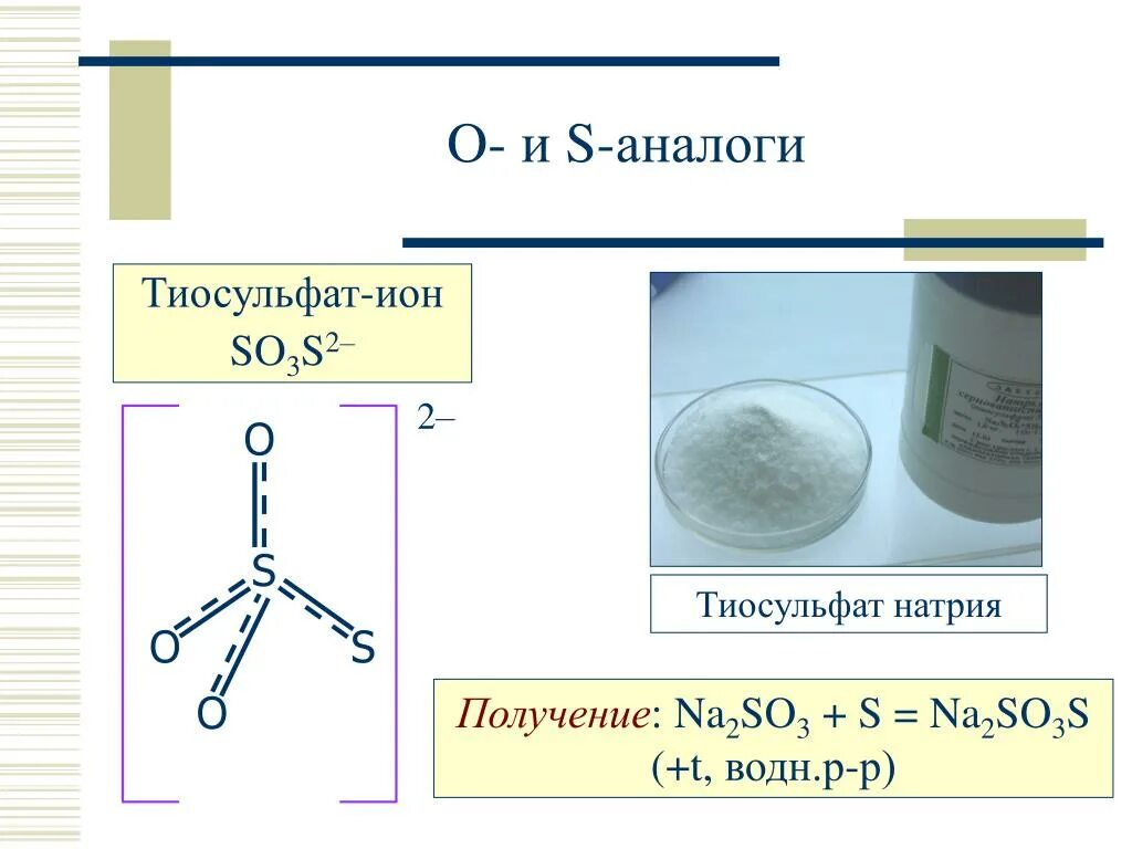 Строение тиосульфат Иона. Гибридизация тиосульфат Иона. Na2so3 na