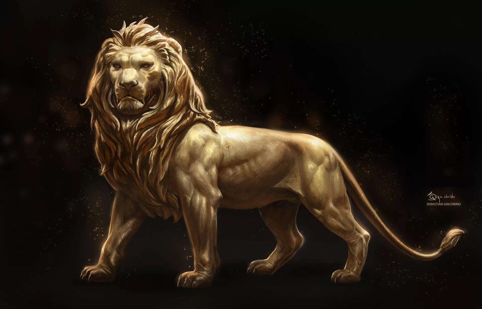 Gold lion. Фамильяр золотой Лев. Лев арт. Лев фэнтези. Стальной Лев.