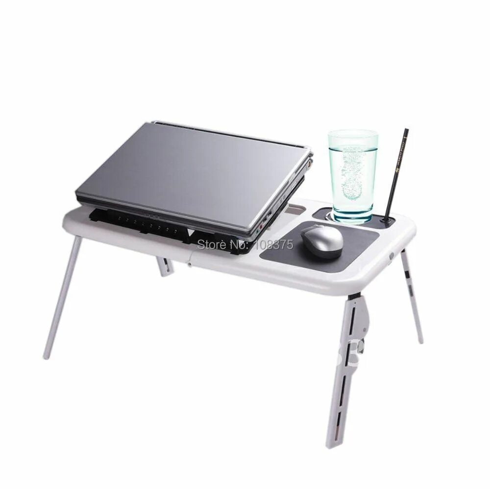 Портативный стол. E-Table ld09. Многофункциональный стол для ноутбука. Подставка для ноутбука на стол. Стол для ноутбука с охлаждением.