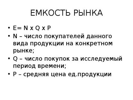Емкость рынка страны