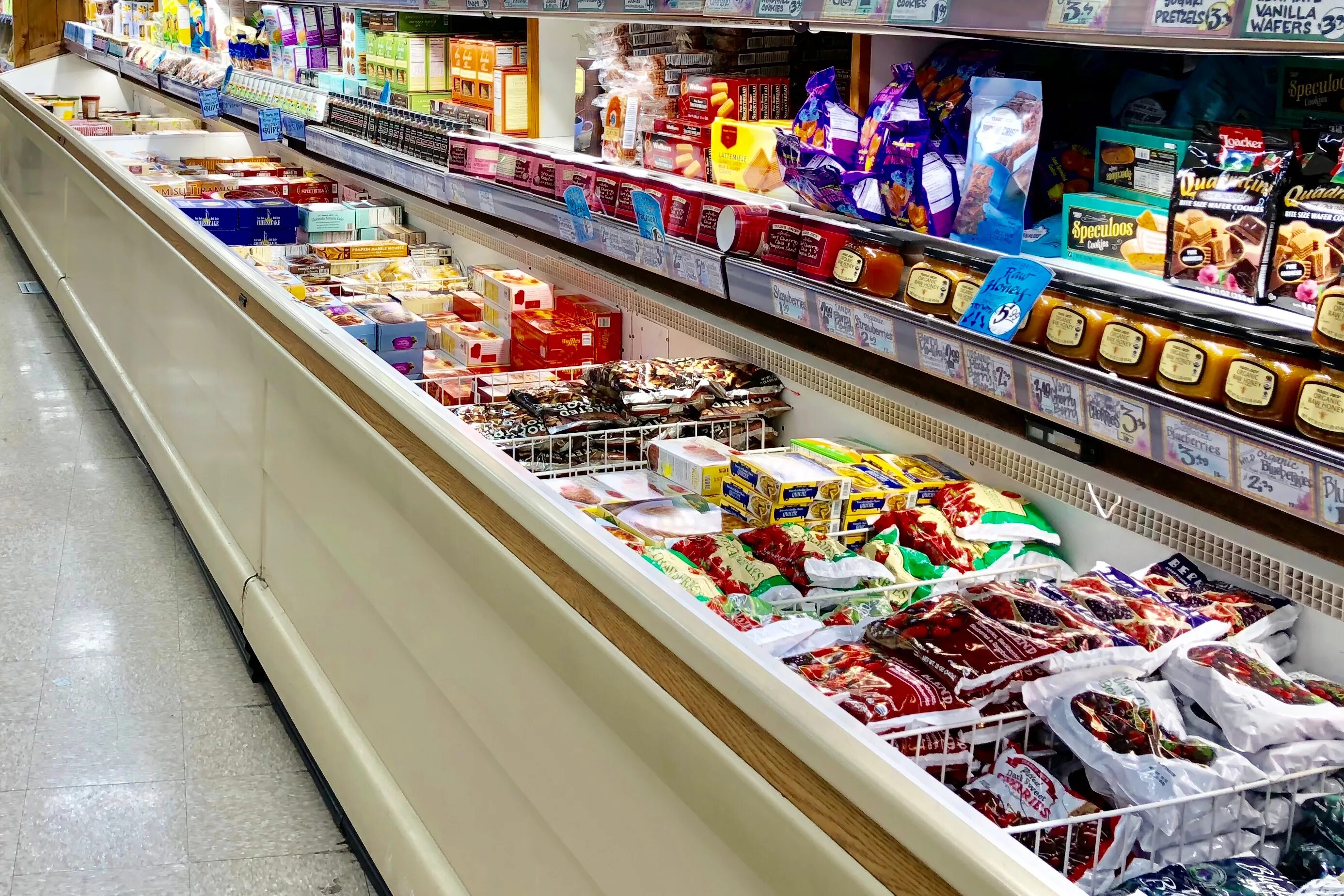 Supermarket Freezer. Ice Cream Freezer Market. Frozen food Section. Frozen supermarket.