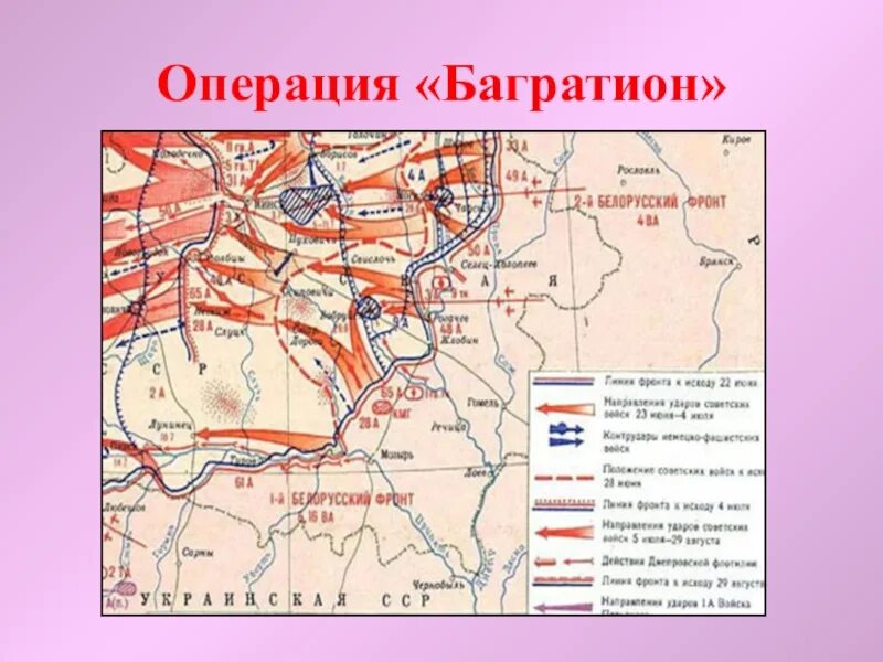 Освобождение Белоруссии операция карта. Белорусская операция Багратион. Белорусская операция 1944 карта. Операция Багратион освобождение Белоруссии 1944 карта. В каком году произошла операция багратион