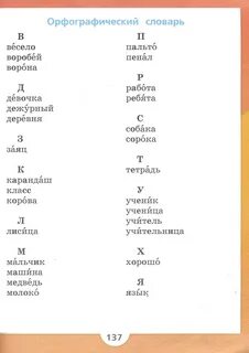 Орфографический словарь 2 класс