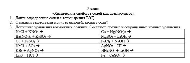 Тест кислоты соли 8 класс. Химические свойства солей как электролитов. Химические свойства солей задачи. Химические свойства солей как электролитов 9 класс. Химические свойства оснований как электролитов таблица.