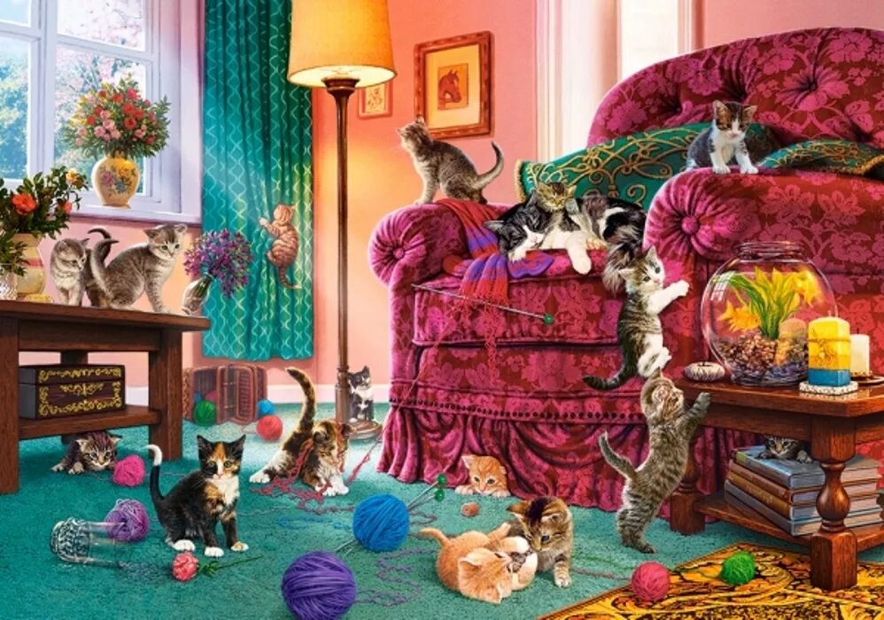 Паззлы Касторленд 500 котята. Стив Рид художник. Castorland Puzzle коты. Пазл "котёнок", 500 элементов.