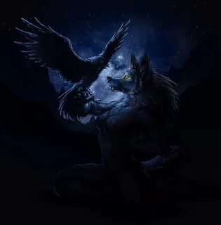 Wolf and raven