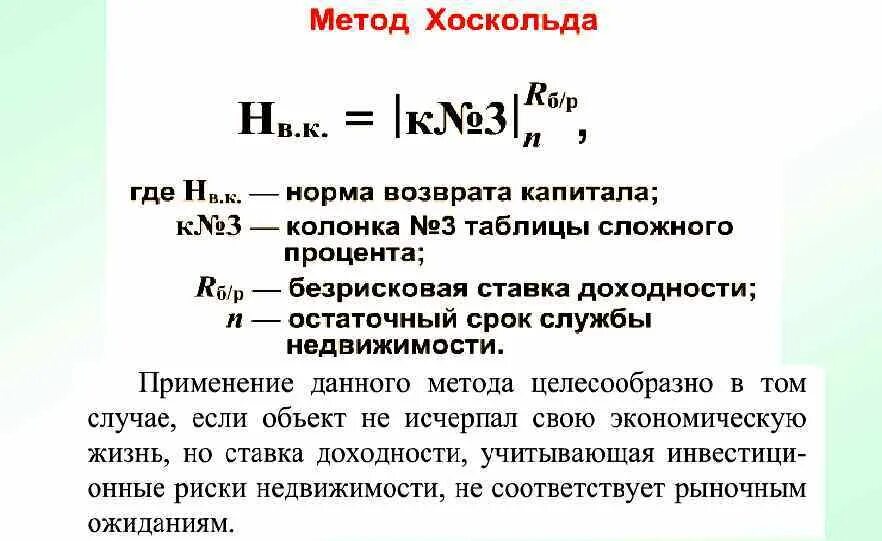 Норма возврата капитала по методу хоскольда. Внутренняя норма возврата капитала – это. Методы определения нормы возврата на капитал. Формула хоскольда для нормы возврата капитала. Метод ринга