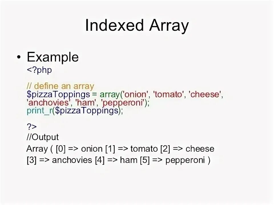 Array example. Индексный массив php. define php. #define array.