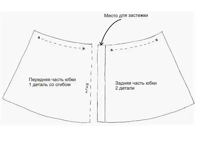 целая передняя деталь юбки Техники шитья, Выкройки, Юбка