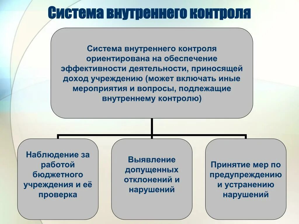 Общая организация контрольной деятельности. Структура внутреннего контроля. Система внутреннегоконтрлля. Система внутреннего контроля в организации. Механизмы внутреннего контроля.