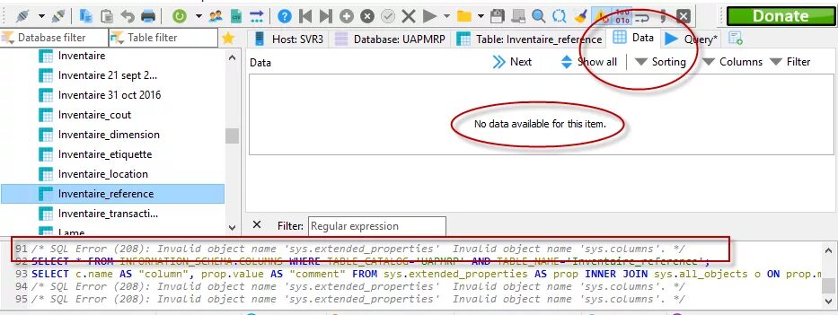 Column properties. Column name SQL. MSSQL Invalid column name. Invalid name. Object name SQL.