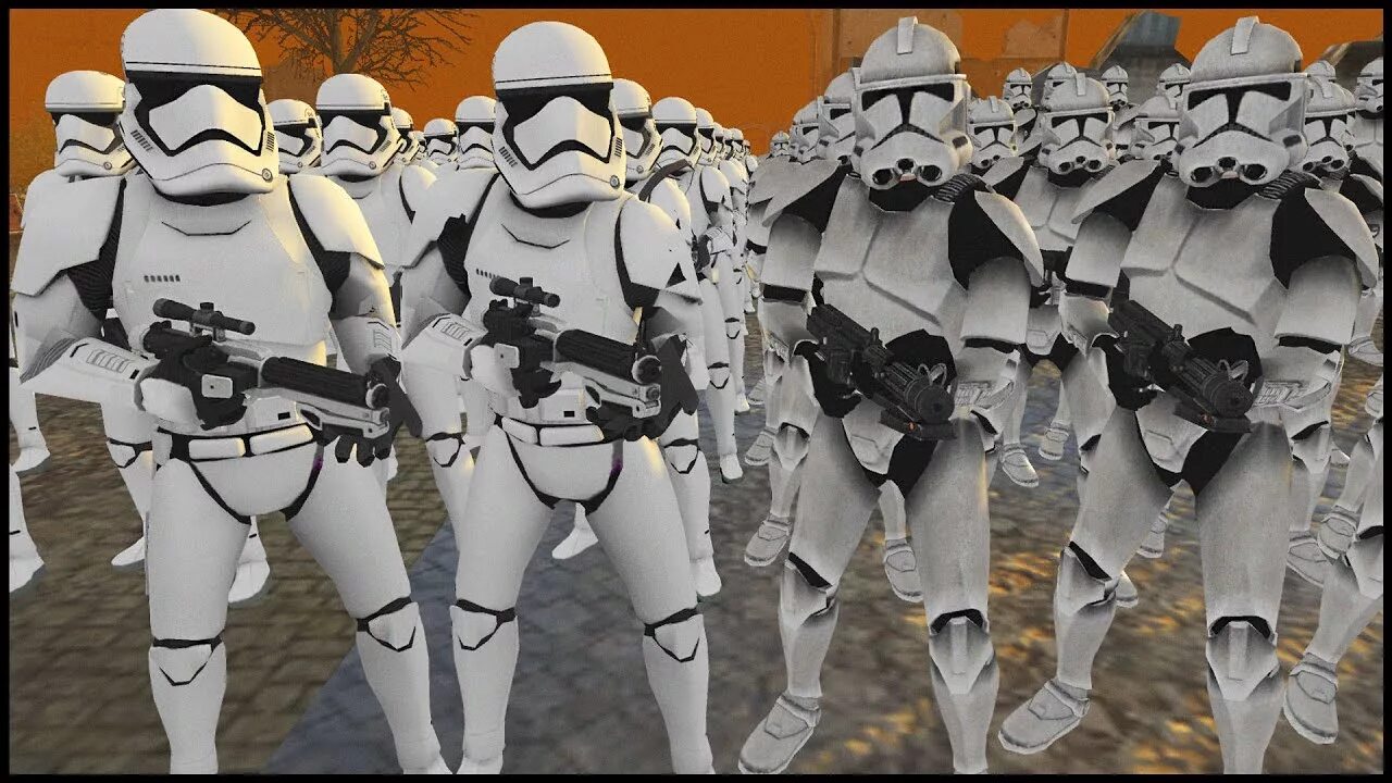 Clone vs clone. Clone troopers vs stormtroopers. first order army.