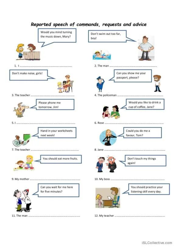 Reporting commands and requests. Reported speech commands. commands in reported speech. reported speech commands and requests. reported commands упражнения.