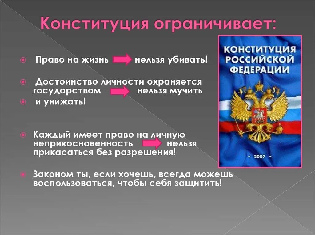 Гражданином рф запрещается. Достоинство личности охраняется государством. Конституция РФ. Конституция государства. Право на достоинство личности.