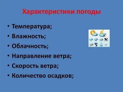 Характеристики погодных условий