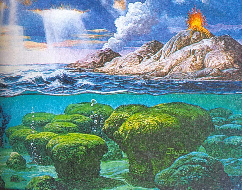 Палеозой эра кембрий. Архейская эра жизнь на земле. Первые живые организмы. Палеозойская эра кембрий. Жизнь на земле зародилась в воде.