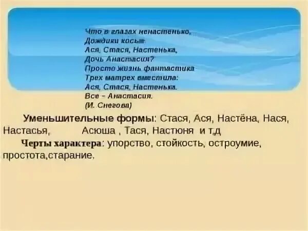 Настя сокращение