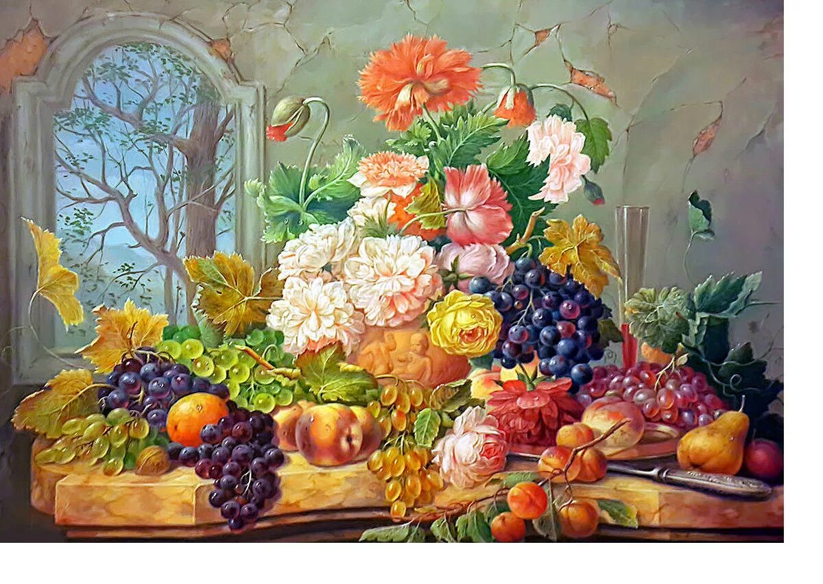 Картина цветы и фрукты