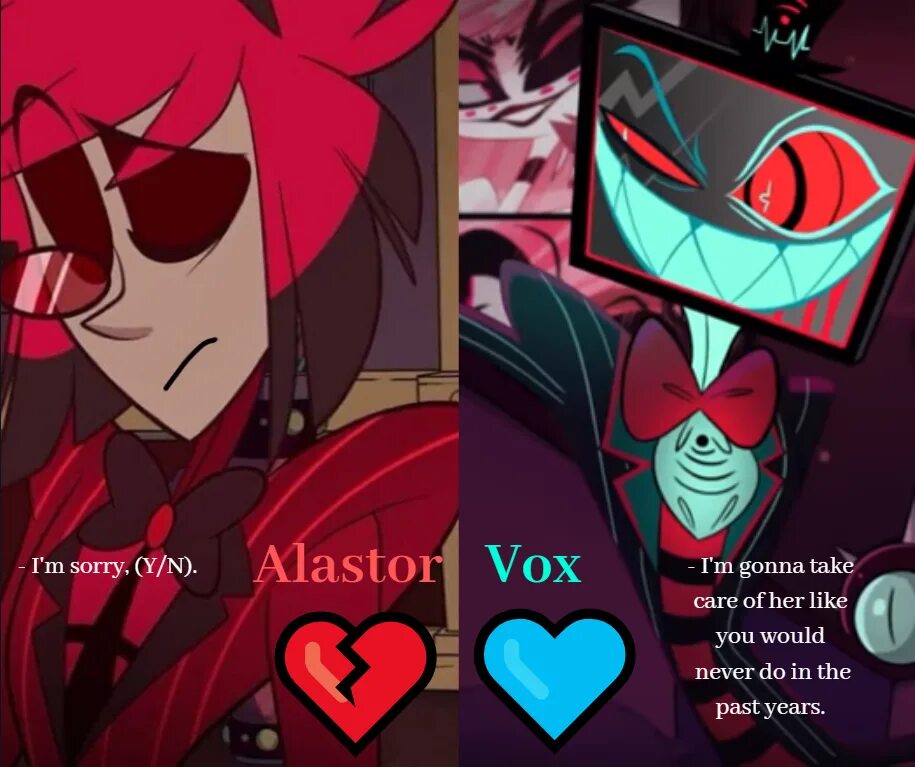Vox and alastor text. Vox and alastor. вокс отель хазбин. alastor x vox. vox vs alastor.