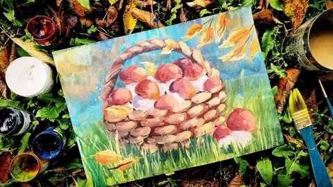 Рисуем грибы гуашью