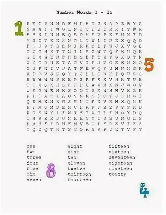 Number word search. Number word search