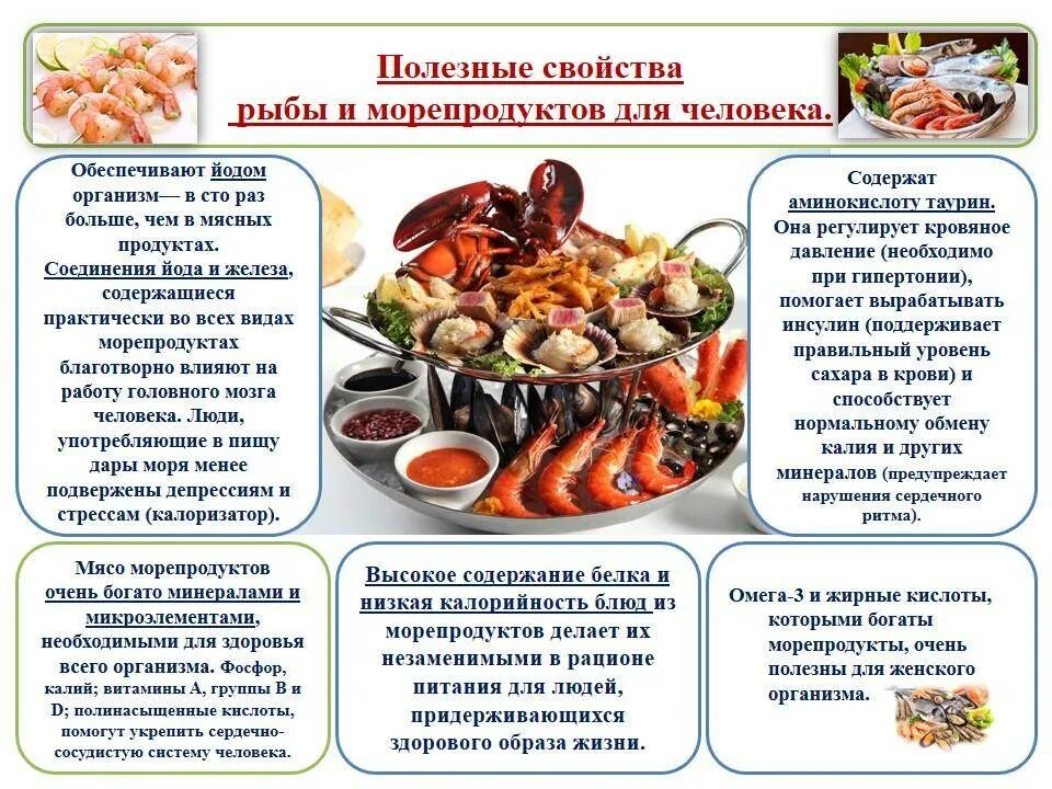 Морепродукты в питании человека сообщение. Полезные характеристики морепродуктов. Морепродукты полезны для здоровья. Польза море продуктов для организма. Польза морепродуктов в питании.