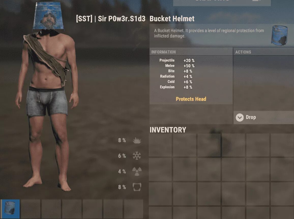 Как одеть одежду в раст. Шлем из ведра rust. железная маска раст. шлем из кофейной банки раст. чугунный шлем в раст.