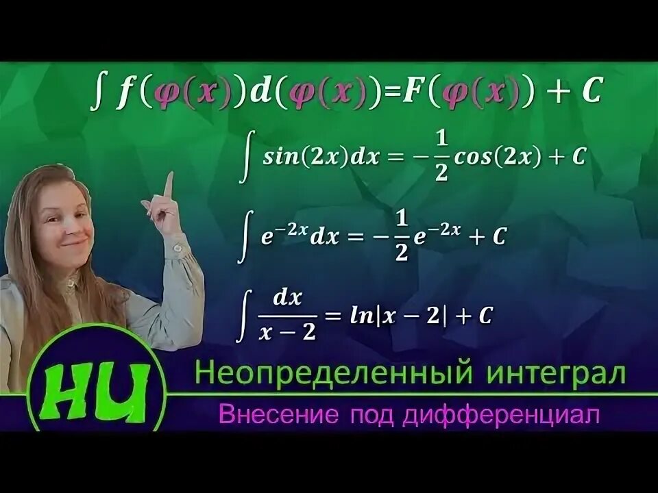 Таблица внесения под знак дифференциала Интегрирование подведением