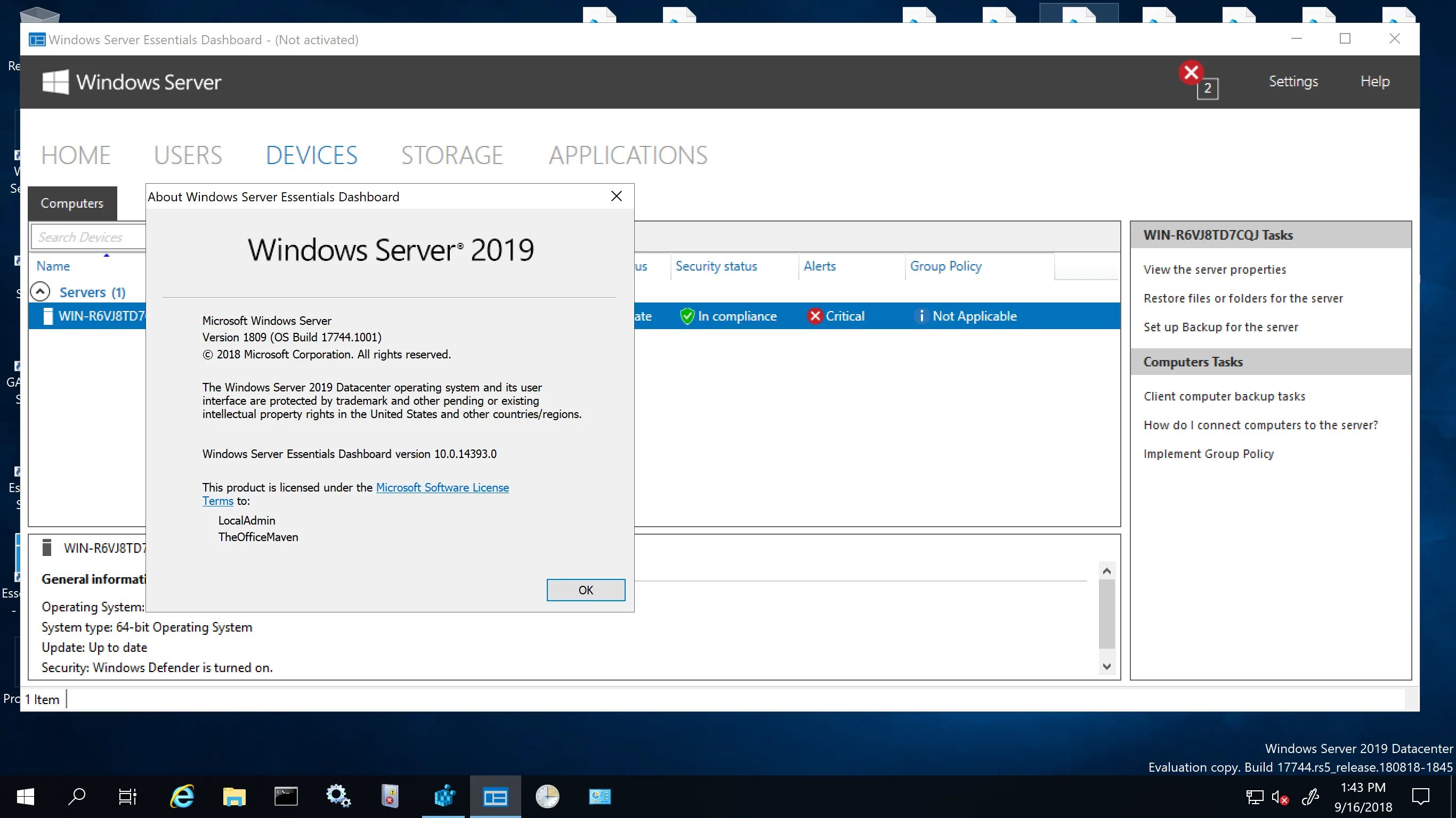 Active Directory виндовс сервер 2019. Windows Server 2019 Essentials. Essentials 2019 сервер. Windows Server 2019 Интерфейс.