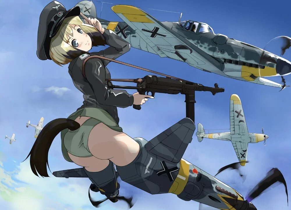 Military strike. Эрика Хартманн штурмовые ведьмы. Strike Witches самолёты. Штурмовые ведьмы, истребитель. Strike Witches ju-87 g1.