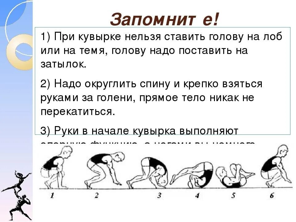 Техника безопасности кувырка назад. Контрольные точки кувырка вперед. Техника выполнения кувырка вперед и назад. Техника безопасности при выполнении кувырков.