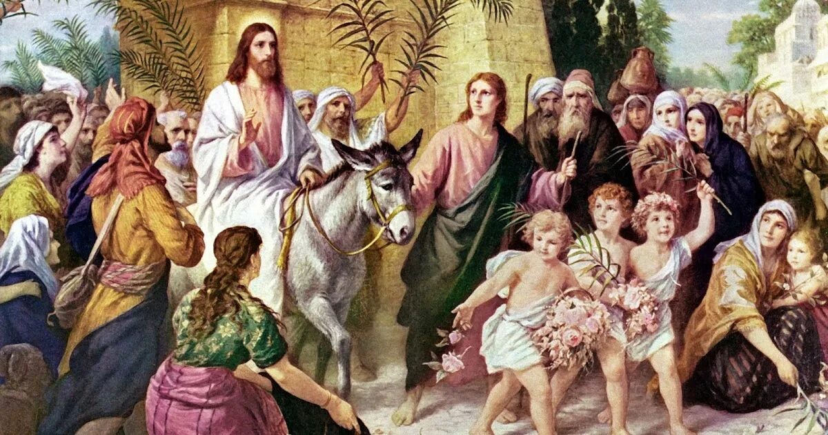 Иисус въезжает. Торжественный въезд иисуса в иерусалим. с праздником торжественный въезд иисуса в иерусалим. иисус христос на осле в иерусалим.