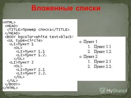 Вложенный список html