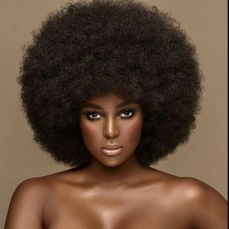 Long Brown Curly Afro Hairstyle