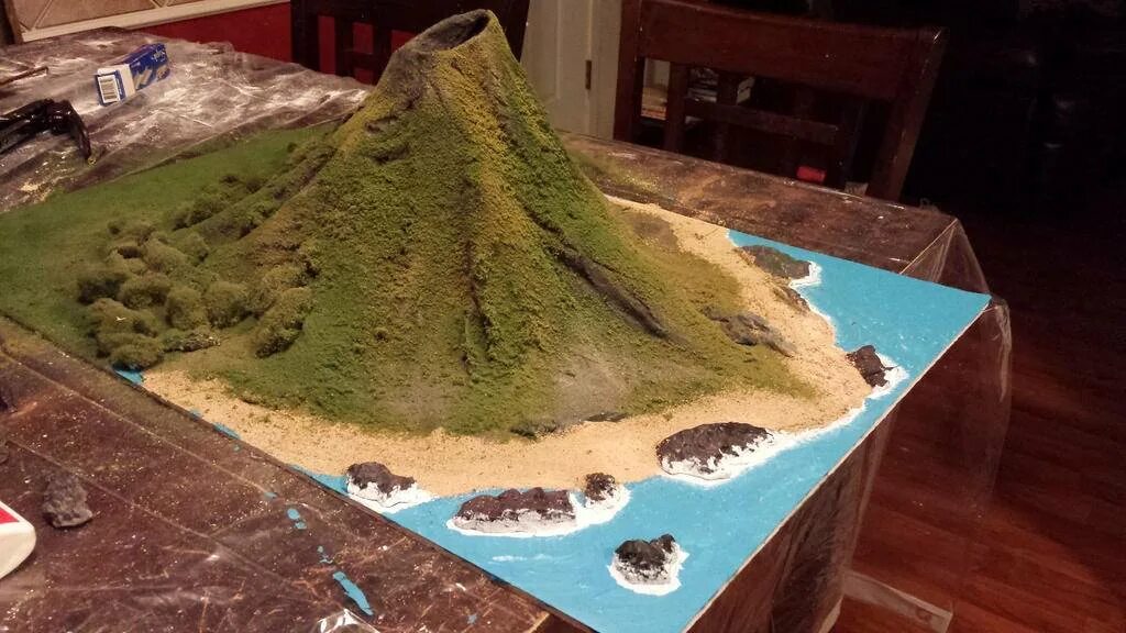 Гора из пластилина. Горы из картона. Макет вулкана. Макет вулкана из картона. Модель вулкана.