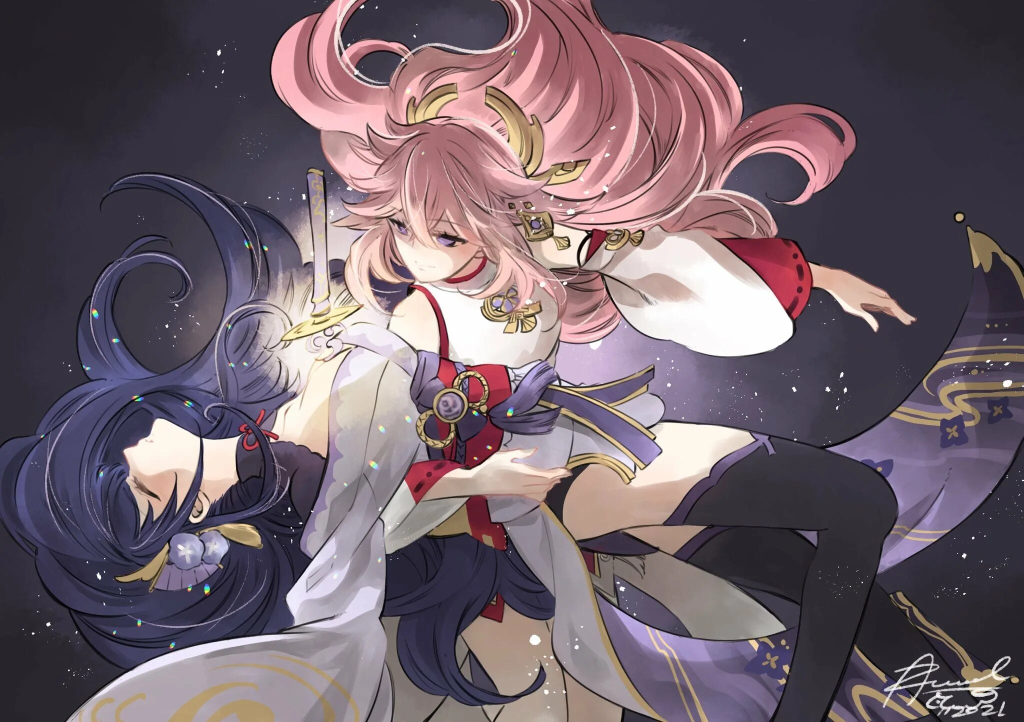 Yae геншин. Сегун райден и яэ мико. Геншин юри yae. Райден мико сара. Баал и яэ мико геншин.