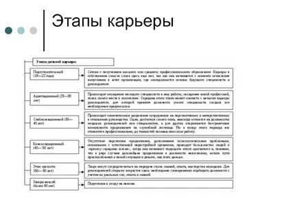 Стадии развития карьеры работника в организации