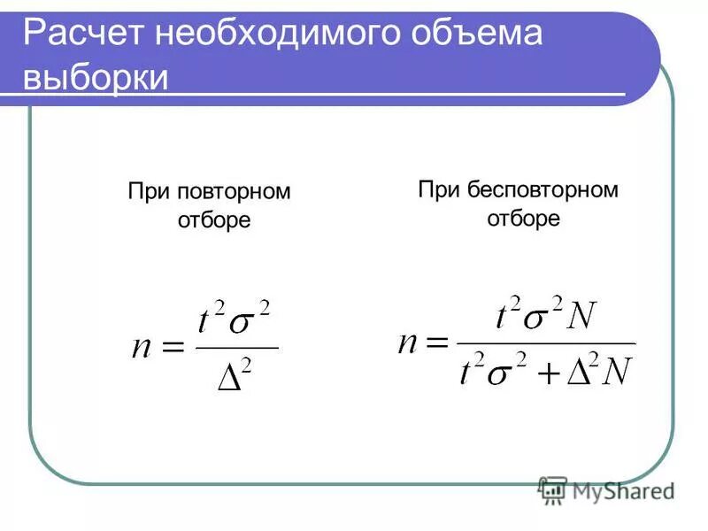Объем данной выборки. Формулы вычисления выборки. формула необходимого объема выборки. как рассчитать объем выборки. формула расчета объема выборки.