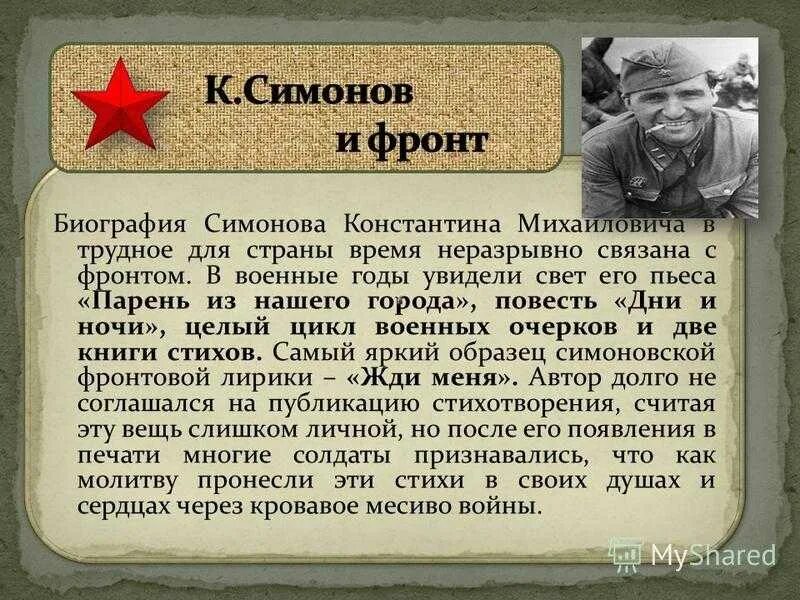 К м симонов биография кратко. Симонов биография.