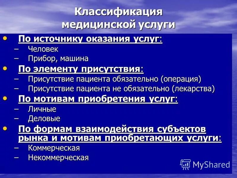 классификация медицинских организации