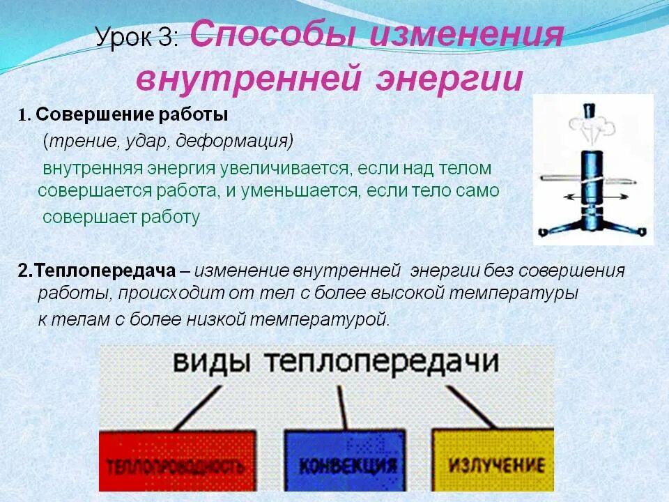 Изменение энергии при совершении работы. Изменение внутренней энергии работой. Внутренняя энергия и способы ее изменения. Изменение внутренней энергии в процессе. Внутренняя энергия совершение работы.