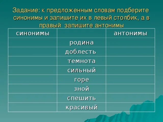 Подбери антоним 2 класс. Задание Подбери синонимы. Синонимы и антонимы задания. Задание подобрать синонимы. Задания подобрать синонимы и антонимы.